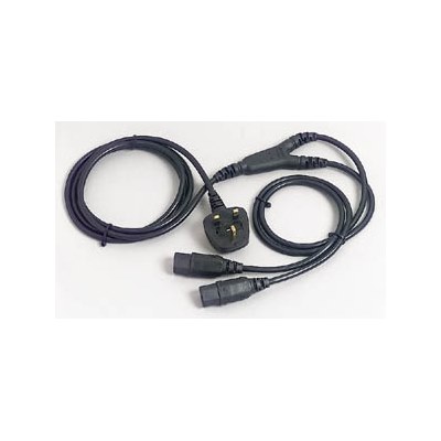 Cordset 13A plug to twin IEC straight sockets.